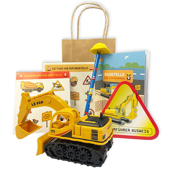 Baustelle Geschenkset, 7-tlg. mit Baggerauto, Sticker, Tattoos uvm. Baustelle Geschenkset, 7-tlg. mit Baggerauto, Sticker, Tattoos uvm. von Geburtstagsfee