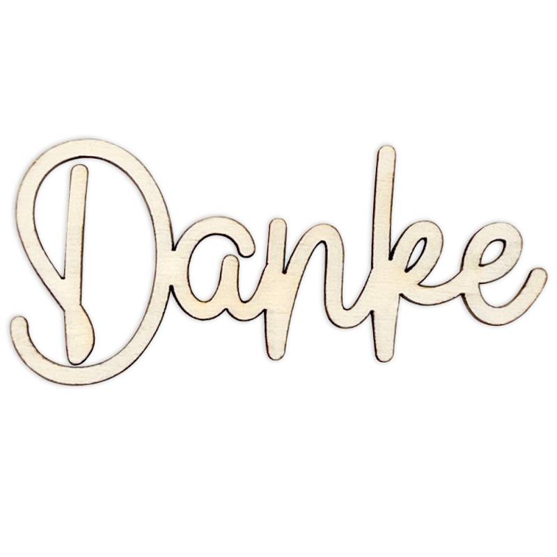 Blumenstecker, Pflanzenstecker u. Geschenkeanhänger, Schriftzug „Danke“, Holz 9,5cm x 4cm