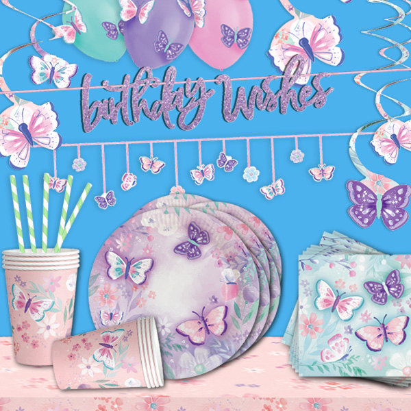 Butterfly Partyset XL, 62-teilig für 8 Kids Butterfly Partyset XL, 62-teilig für 8 Kids von Geburtstagsfee