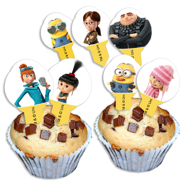 Dekopicker Minions 12er Pack, Minion-Fooddeko aus Esspapier Dekopicker Minions 12er Pack, Minion-Fooddeko aus Esspapier von Geburtstagsfee