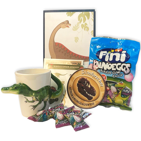 Dinosaurier Geschenkset, 6-tlg. mit Tasse, Sticker, Tattoos uvm. Dinosaurier Geschenkset, 6-tlg. mit Tasse, Sticker, Tattoos uvm. von Geburtstagsfee