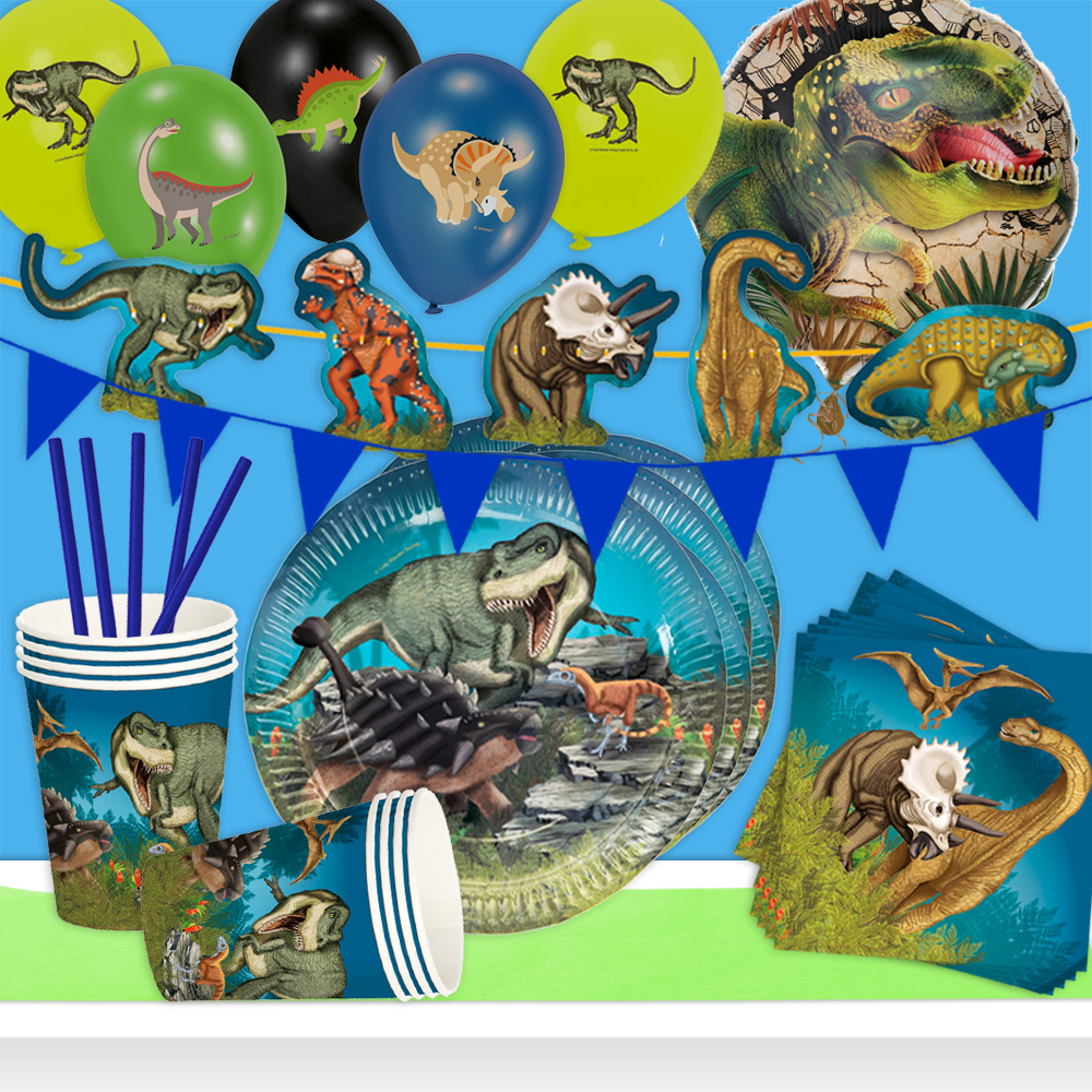 Dinosaurier Mottopartyset XL, 66-teilig mit Tisch- und Raumdekoration Dinosaurier Mottopartyset XL, 66-teilig mit Tisch- und Raumdekoration von Geburtstagsfee