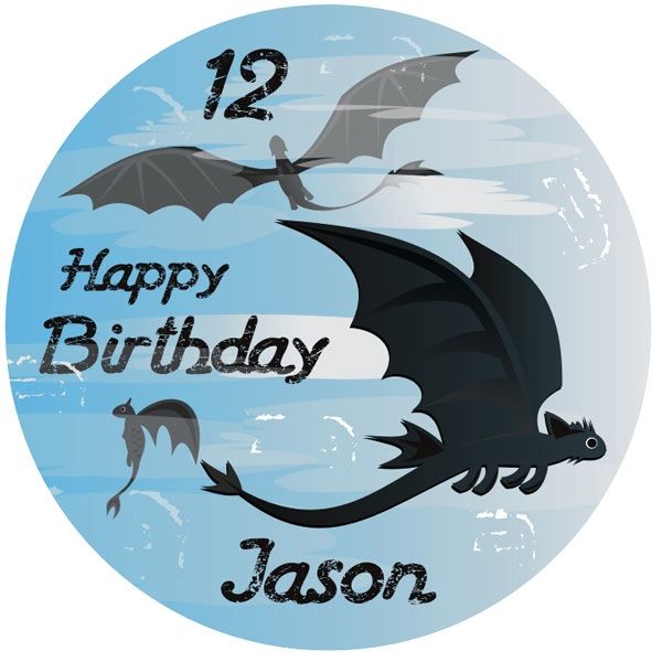 Drachen Tortenaufleger mit Name+Alter, E18 Drachen Tortenaufleger mit Name+Alter, E18 von Geburtstagsfee
