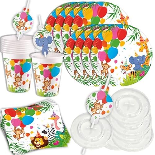 Dschungelparty Basic Tischdeko-Set, 52-teilig für 8 Kinder von Geburtstagsfee