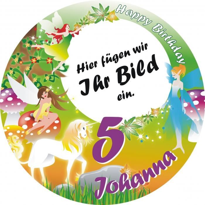 Feen Foto Tortenaufleger mit Name u. Alter – rund, E18 Feen Foto Tortenaufleger mit Name u. Alter – rund, E18 von Geburtstagsfee