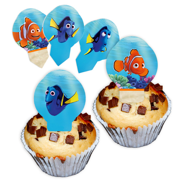 Findet Dorie - 12 Esspapier-Picker, essbare Fooddeko für Kinder Findet Dorie - 12 Esspapier-Picker, essbare Fooddeko für Kinder von Geburtstagsfee