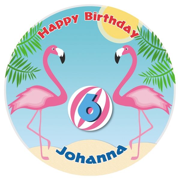 Flamingo Tortenaufleger mit Vorname und Alter – rund, Z24 Flamingo Tortenaufleger mit Vorname und Alter – rund, Z24 von Geburtstagsfee
