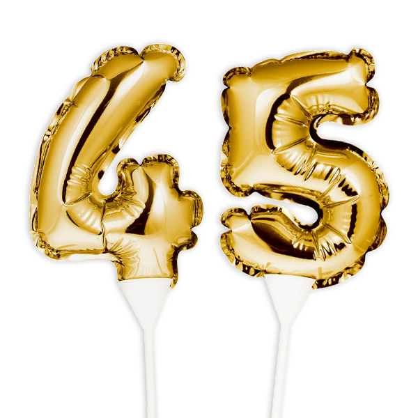 Folienballon-Kuchenpicker zum 45. Geburtstag, Zahl 4 & 5, selbstaufblasend Folienballon-Kuchenpicker zum 45. Geburtstag, Zahl 4 & 5, selbstaufblasend von Geburtstagsfee