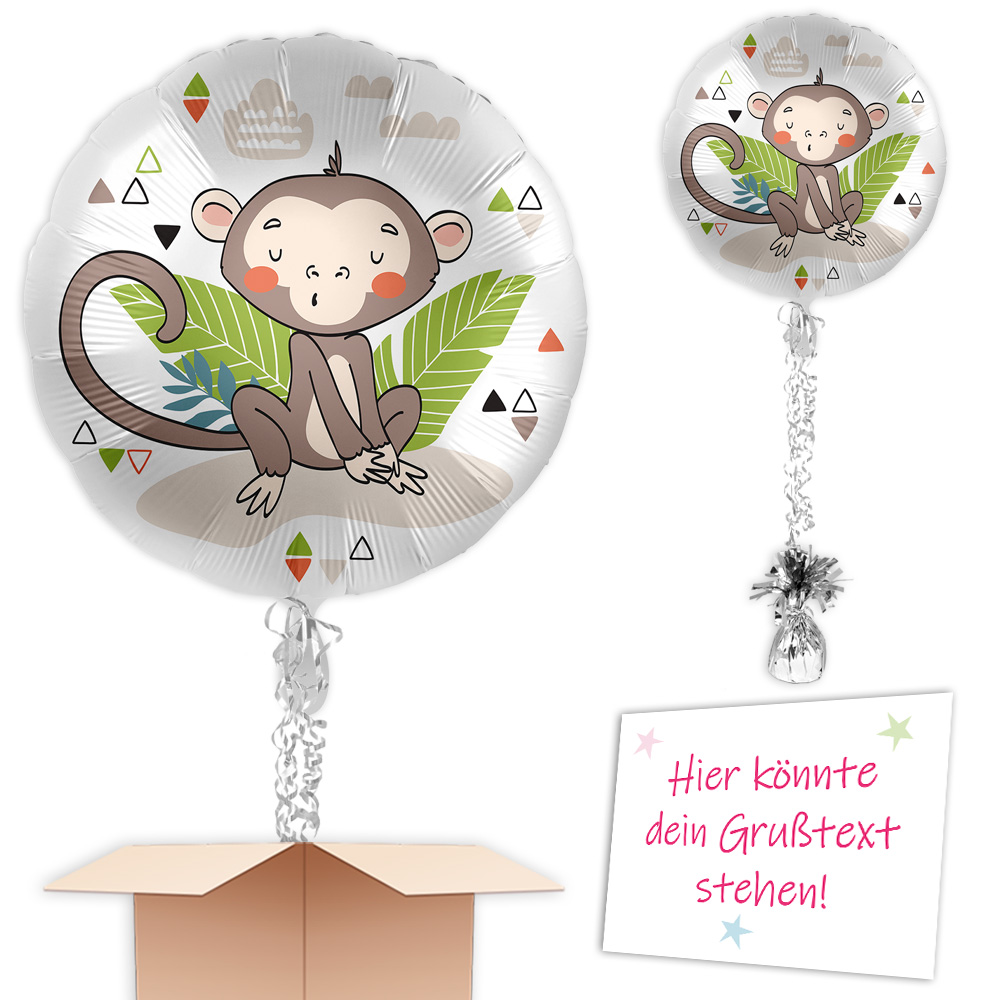Folienballon Süßer Affe als Ballongeschenk, Ø 34cm Folienballon Süßer Affe als Ballongeschenk, Ø 34cm von Geburtstagsfee