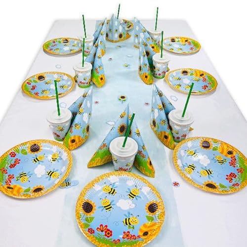 Freche Bienchen Tischdeko Set bis 16 Gäste, 94-teilig von Geburtstagsfee