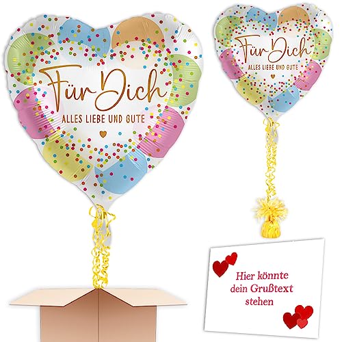 "Für Dich" Heliumballon inkl. Heliumfüllung, Schmuckbänder, Gewicht und Karte mit Wunschtext als Geschenk oder an Wuschadresse senden von Geburtstagsfee