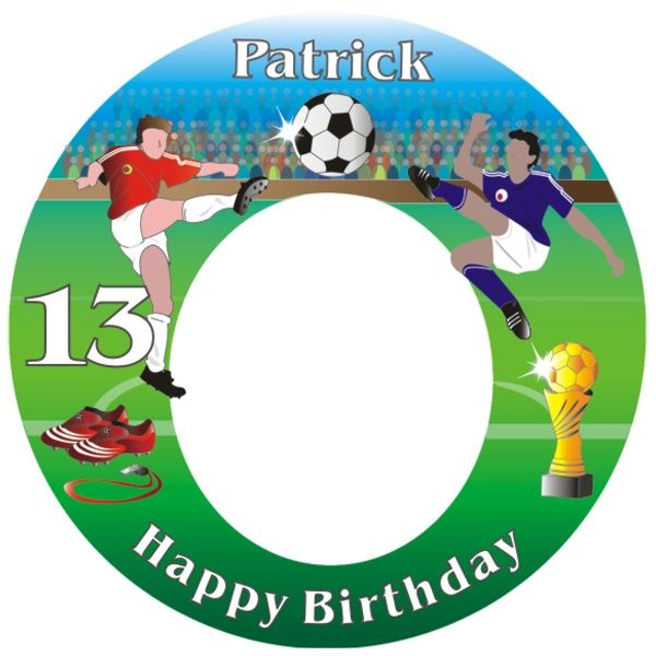 Fußball Bild für Fototorte mit Foto, Name, Alter – rund, E18 Fußball Bild für Fototorte mit Foto, Name, Alter – rund, E18 von Geburtstagsfee