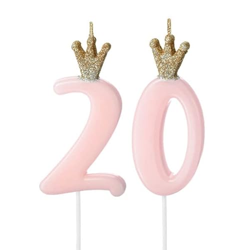 Geburtstagskerzen-Set, Zahl 20 in rosa von Geburtstagsfee