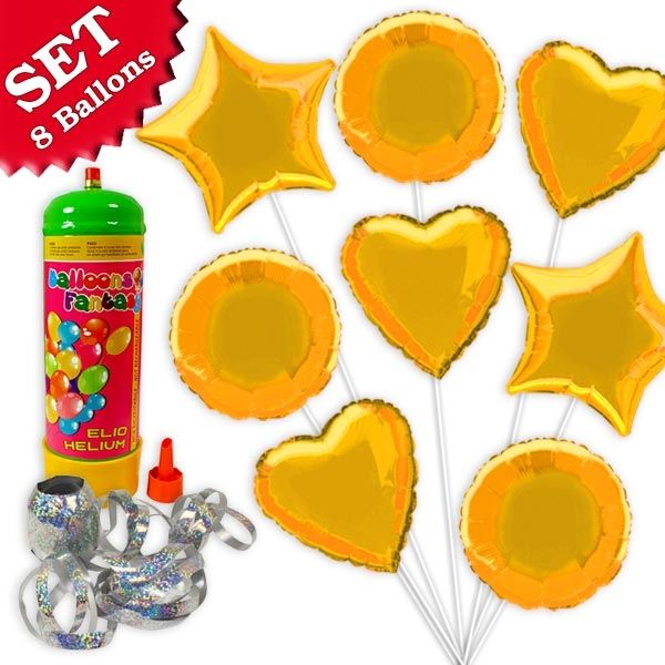 Helium Ballongas Set Gold, 10tlg Helium Ballongas Set Gold, 10tlg von Geburtstagsfee