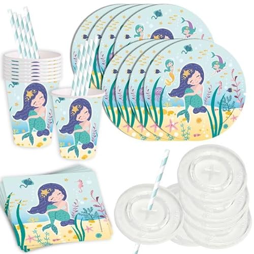 Kleine Meerjungfrau Basic-Set Tischdekoset, 54-tlg. für 8 Kinder von Geburtstagsfee