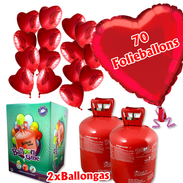 Love Ballongas-Set Love mit 70 Herzballons Love Ballongas-Set Love mit 70 Herzballons von Geburtstagsfee