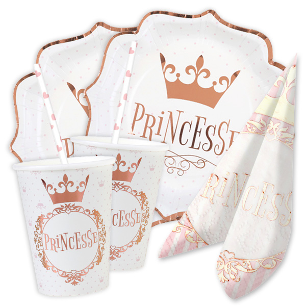 Prinzessinnen Basicset in rosegold, 50-teilig für 10 Kids Prinzessinnen Basicset in rosegold, 50-teilig für 10 Kids von Geburtstagsfee