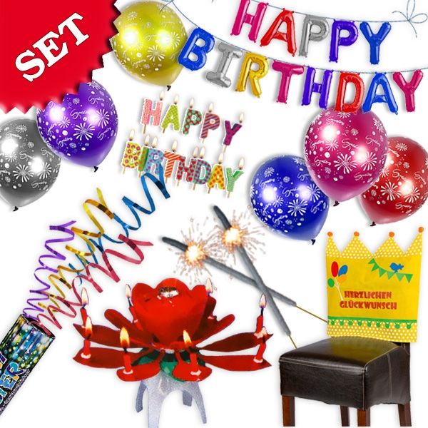 Raum- und Tischdeko Set "Happy Birthday", 85-teilig Raum- und Tischdeko Set "Happy Birthday", 85-teilig von Geburtstagsfee