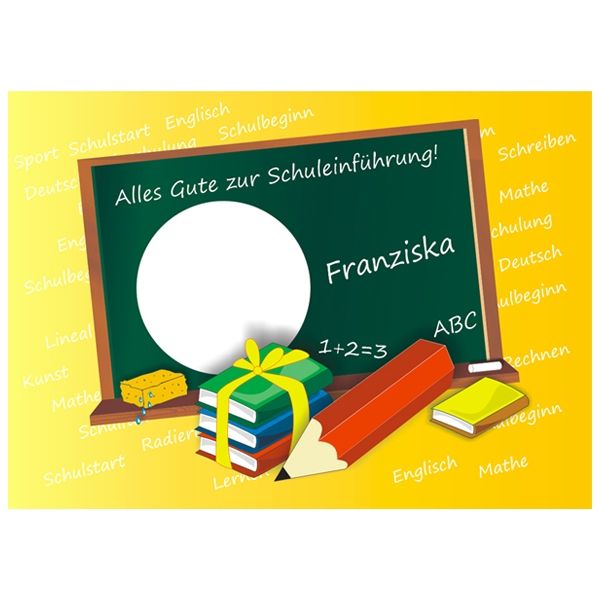 Schuleinführung Tortenaufleger Foto mit Namen – rund, ZA3 Schuleinführung Tortenaufleger Foto mit Namen – rund, ZA3 von Geburtstagsfee