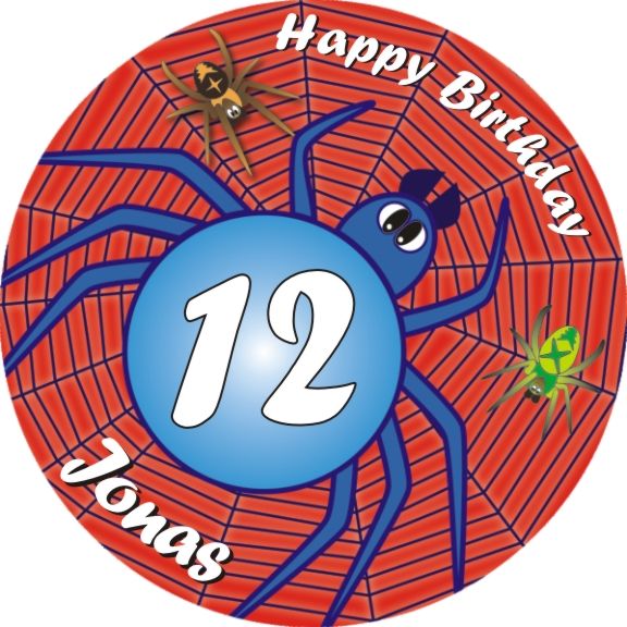 Spinne Tortenaufleger Geburtstag mit Name und Alter – rund, E14 Spinne Tortenaufleger Geburtstag mit Name und Alter – rund, E14 von Geburtstagsfee