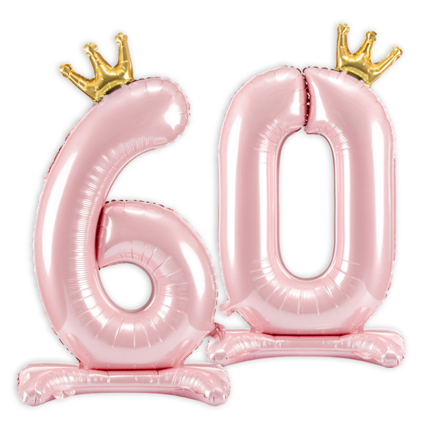 Stehende Ballons zum 60. Geburtstag mit Krönchen, rosa, 84cm hoch Stehende Ballons zum 60. Geburtstag mit Krönchen, rosa, 84cm hoch von Geburtstagsfee