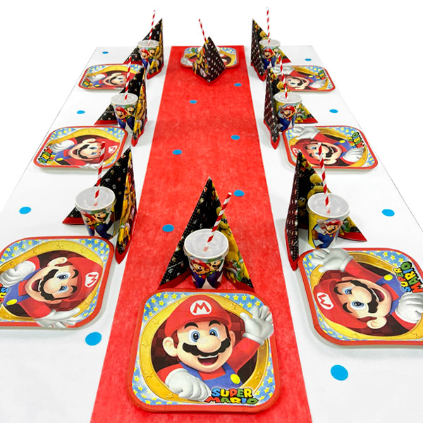Super Mario Tischdeko Set bis 16 Gäste, 90-teilig Super Mario Tischdeko Set bis 16 Gäste, 90-teilig von Geburtstagsfee