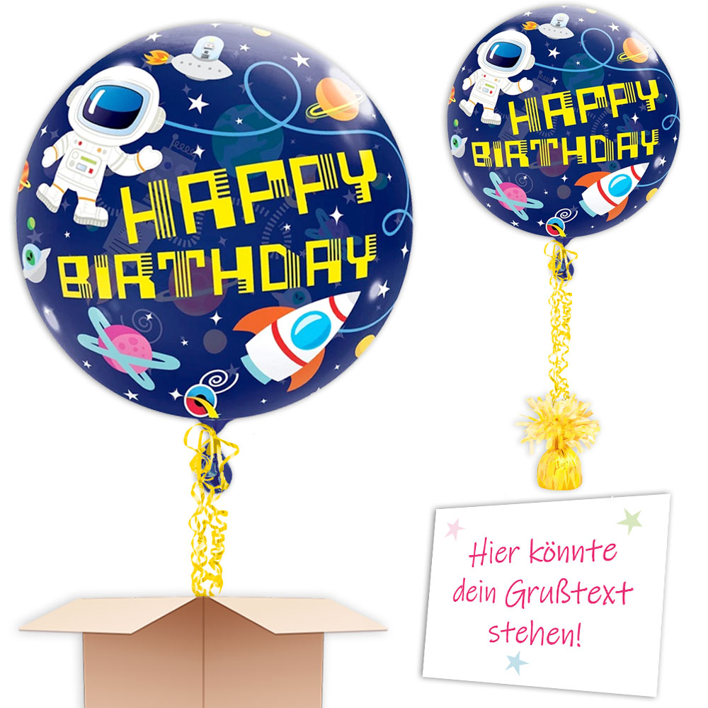 Termin u. Wunschadresse, Ballongruß "Happy Birthday Astronaut", XXL Bubble-Ballon Ø 56cm Termin u. Wunschadresse, Ballongruß "Happy Birthday Astronaut", XXL Bubble-Ballon Ø 56cm von Geburtstagsfee