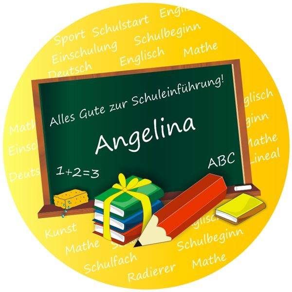 Tortenaufleger Schuleinführung mit Vorname – rund, Z20 Tortenaufleger Schuleinführung mit Vorname – rund, Z20 von Geburtstagsfee