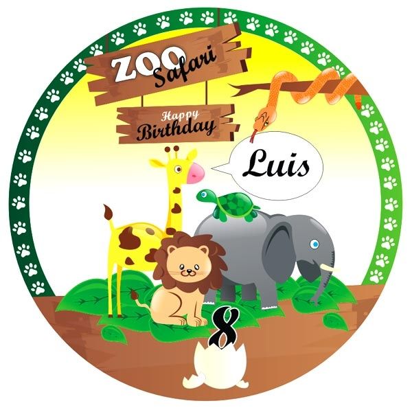 Zoo Safari Tortenaufleger mit Name und Alter, Z22 Zoo Safari Tortenaufleger mit Name und Alter, Z22 von Geburtstagsfee