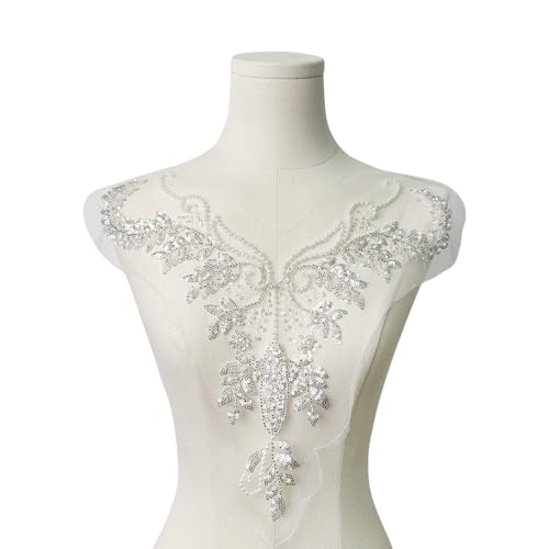 Gecaja 3D-bestickte Blumen-Applikation mit Perlen, Strass, Spitze, goldfarben Gecaja 3D-bestickte Blumen-Applikation mit Perlen, Strass, Spitze, goldfarben von Gecaja