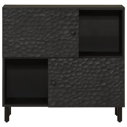 Gecheer Beistellschrank Holz, Sideboard, Aufbewahrungsschrank, Kommode, Anrichte, Schrank, Schwarz 80x33x75 cm Massivholz Mango Gecheer Beistellschrank Holz, Sideboard, Aufbewahrungsschrank, Kommode, Anrichte, Schrank, Schwarz 80x33x75 cm Massivholz Mango von Gecheer