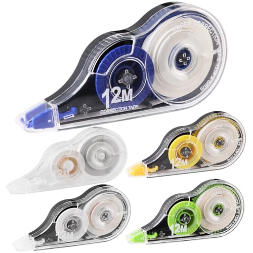 5er Korrekturroller, GeeRic12 m x 5 mm Korrekturmaus mini mit Schutzkappe für Kinder Schüler Büro Zuhause Schule von GeeRic