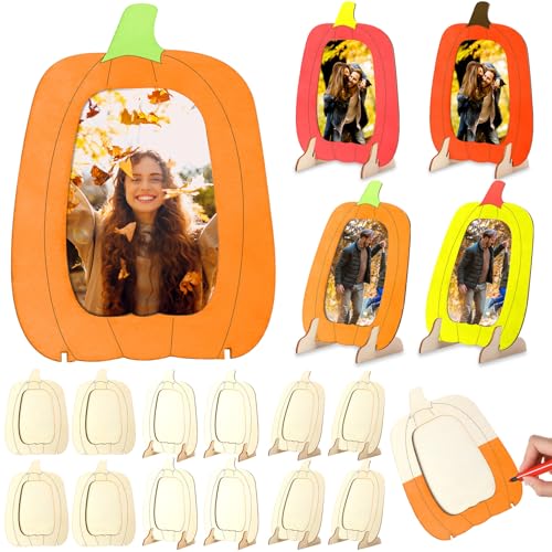 Geelin 12 Stück Herbst-Bilderrahmen zum Selbermachen, Holz-Kürbis-Bilderrahmen für Herbst Herbst Thanksgiving Home Tischdekoration (Neuheit) von Geelin