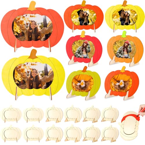 Geelin 12 Stück Herbst-Bilderrahmen zum Selbermachen, Holz-Kürbis-Bilderrahmen für Herbst Herbst Thanksgiving Home Tischdekoration (klassisch) von Geelin