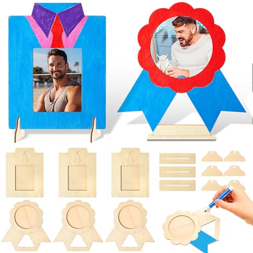 Geelin 6 Stück Vatertag DIY Hemd Abzeichen Bilderrahmen Handwerk Kits Handgemachte Handwerk Geschenke für Papa Unlackierte Holz Fotorahmen Happy Father's Day Party Dekorationen Geelin 6 Stück Vatertag DIY Hemd Abzeichen Bilderrahmen Handwerk Kits Handgemachte Handwerk Geschenke für Papa Unlackierte Holz Fotorahmen Happy Father's Day Party Dekorationen von Geelin