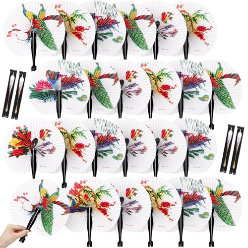 Geelin Chinesischer Handfächer aus Papier, faltbar, chinesisch, orientalisch, Blumenmotiv, runde Form, Akkordeon-Fächer mit Kunststoffgriff, für Hochzeit, Geburtstag, Party, Gastgeschenke Geelin Chinesischer Handfächer aus Papier, faltbar, chinesisch, orientalisch, Blumenmotiv, runde Form, Akkordeon-Fächer mit Kunststoffgriff, für Hochzeit, Geburtstag, Party, Gastgeschenke von Geelin