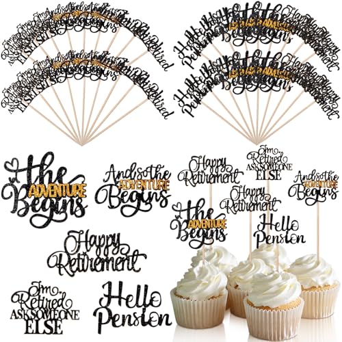 Geelin Cupcake-Topper "Happy Retirement", offizielles Retirement, Cupcake-Picks, Ruhestand, Abschiedsparty, Kuchendekorationen für Ruhestand, Abschied, Geburtstagsparty, 48 Stück Geelin Cupcake-Topper "Happy Retirement", offizielles Retirement, Cupcake-Picks, Ruhestand, Abschiedsparty, Kuchendekorationen für Ruhestand, Abschied, Geburtstagsparty, 48 Stück von Geelin