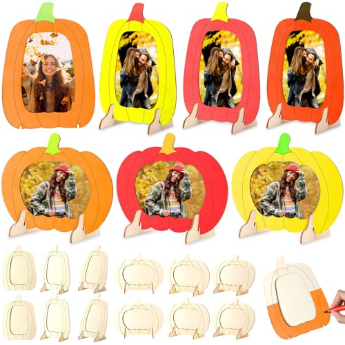 Geelin Holz-Kürbis-Bilderrahmen für Thanksgiving, Kürbis, Fotorahmen, Großpackung für Bastelarbeiten, Spaß, Herbst, Heimaktivitäten, Kunstgeschenk, 12 Stück von Geelin