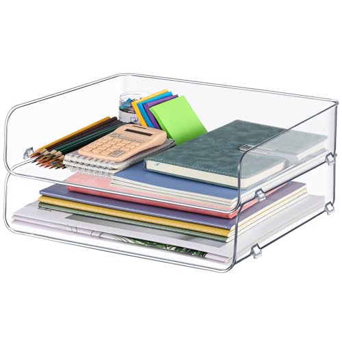 Geelin Stapelbarer Papier-Organizer, 2 Ebenen, 32 x 24 x 7 cm, transparenter PET-Schreibtisch-Organizer, Briefablage, Zubehör für Büro, Klassenzimmer, Heimzubehör Geelin Stapelbarer Papier-Organizer, 2 Ebenen, 32 x 24 x 7 cm, transparenter PET-Schreibtisch-Organizer, Briefablage, Zubehör für Büro, Klassenzimmer, Heimzubehör von Geelin