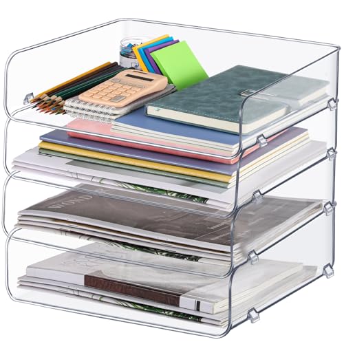 Geelin Stapelbarer Papier-Organizer, 4 Ebenen, 32 x 24 x 7 cm, transparenter PET-Schreibtisch-Organizer, Briefablage, Zubehör für Büro, Klassenzimmer, Heimzubehör Geelin Stapelbarer Papier-Organizer, 4 Ebenen, 32 x 24 x 7 cm, transparenter PET-Schreibtisch-Organizer, Briefablage, Zubehör für Büro, Klassenzimmer, Heimzubehör von Geelin
