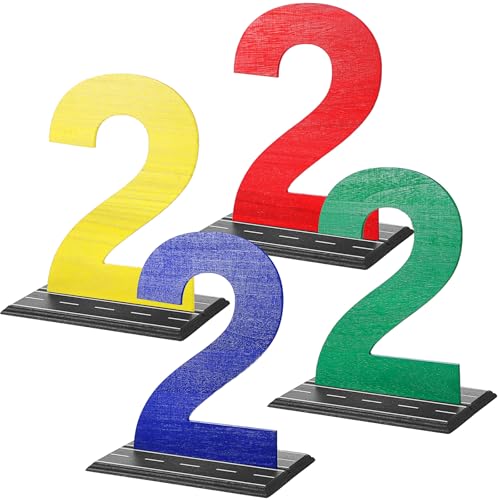 Geelin Tischschild aus Holz, Motiv: Rennwagen, 2. Geburtstag, Tischschild, Auto-Thema, Party-Dekoration für Jungen, zweites Jahr, 4 Farben, 4 Stück Geelin Tischschild aus Holz, Motiv: Rennwagen, 2. Geburtstag, Tischschild, Auto-Thema, Party-Dekoration für Jungen, zweites Jahr, 4 Farben, 4 Stück von Geelin