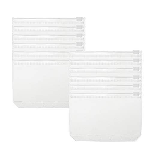 Geesatis 12 Stück A7 Bindertaschen aus PVC, mit Reißverschluss, 6 Löcher, wasserdicht, für Notebook, lose Blätter, 13,2 x 8,9 cm von Geesatis