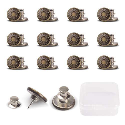Gegong 12 Stück 17mm eans Knöpfe Ohne Nähen, Button Pins Jeans, Hosenknöpfe Zum Stecken, DIY Jeansknopf, Knöpfe Hosen Enger Machen, Jeans Knöpfe zum Erweitern oder Reduzieren der Hosengröße (Bronze) Gegong 12 Stück 17mm eans Knöpfe Ohne Nähen, Button Pins Jeans, Hosenknöpfe Zum Stecken, DIY Jeansknopf, Knöpfe Hosen Enger Machen, Jeans Knöpfe zum Erweitern oder Reduzieren der Hosengröße (Bronze) von Gegong