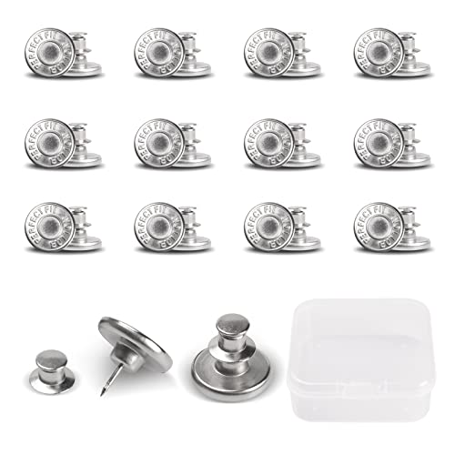 Gegong 12 Stück 17mm Jeansknöpfe, Silber, Metall, Cap, DIY Jeansknopf zum Erweitern oder Reduzieren der Hosengröße Gegong 12 Stück 17mm Jeansknöpfe, Silber, Metall, Cap, DIY Jeansknopf zum Erweitern oder Reduzieren der Hosengröße von Gegong