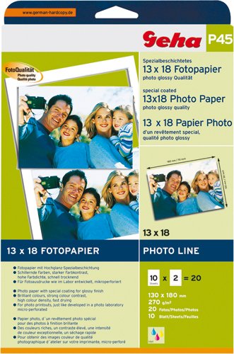 Geha Fotopapier P45 photoglossy 13x18cm 270g 10 Blatt von Geha