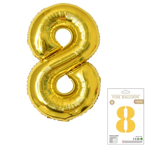 Gehanico Zahlen Luftballon Number Ballons XL Zahlenballon Folienballon Geburtstag Zahl Helium Ballons Groß Jahre Geburtstagsdeko Mädchen Junge Geburtstag Party Deko (8) von Gehanico