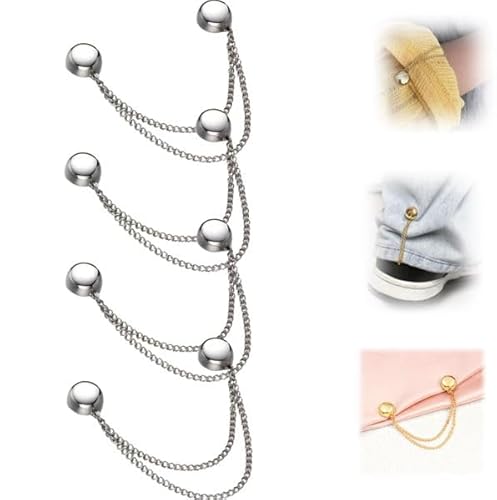 Multifunktionale magnetische Kleider-Clips 2024, stärkste Stärke, Knöpfe, Clips, Zubehör, Mehrzweck, magnetische Pinless Brosche für Kleidung, Hijab-Pins für Frauen (4 Stück, Silber) von Gehanico