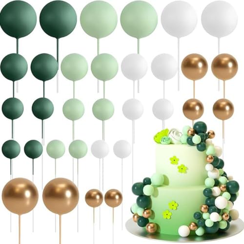 Tortendeko Kugeln Set Cake Topper Mini Ballons Tortenaufleger Hochzeit für Babyparty Jubiläum Party (Grün * 32 STK) von Gehanico