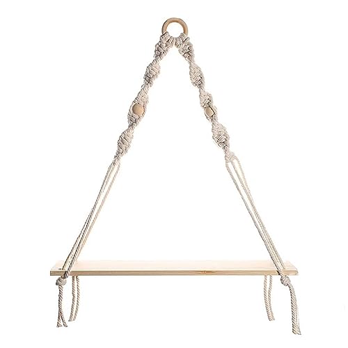 Geieold Makramee-Wandregal zum AufhäNgen - Boho-Wandregale Aus mit Holzperlen, Schwebendes Bauernhaus-Regal, Rustikales HäNgendes Pflanzenregal Geieold Makramee-Wandregal zum AufhäNgen - Boho-Wandregale Aus mit Holzperlen, Schwebendes Bauernhaus-Regal, Rustikales HäNgendes Pflanzenregal von Geieold