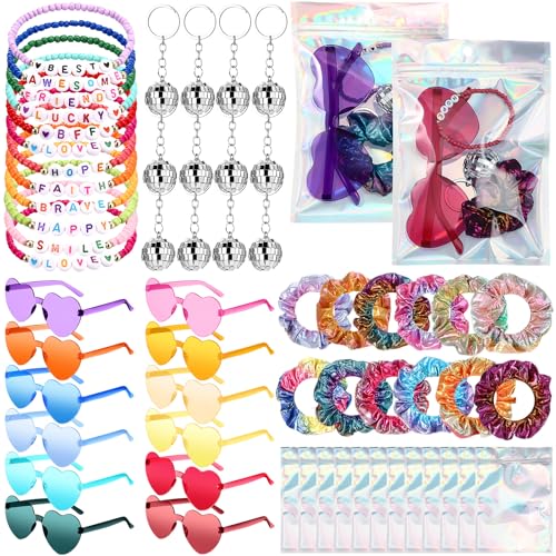 Geiserailie 120 Stück Freundschaft beliebte Sänger-Partygeschenke Armbänder Disco Schlüsselanhänger Sonnenbrille holografisches Scrunchie Set Taschen 12 Set Freundschaftsgeschenke für Fans Party Geiserailie 120 Stück Freundschaft beliebte Sänger-Partygeschenke Armbänder Disco Schlüsselanhänger Sonnenbrille holografisches Scrunchie Set Taschen 12 Set Freundschaftsgeschenke für Fans Party von Geiserailie